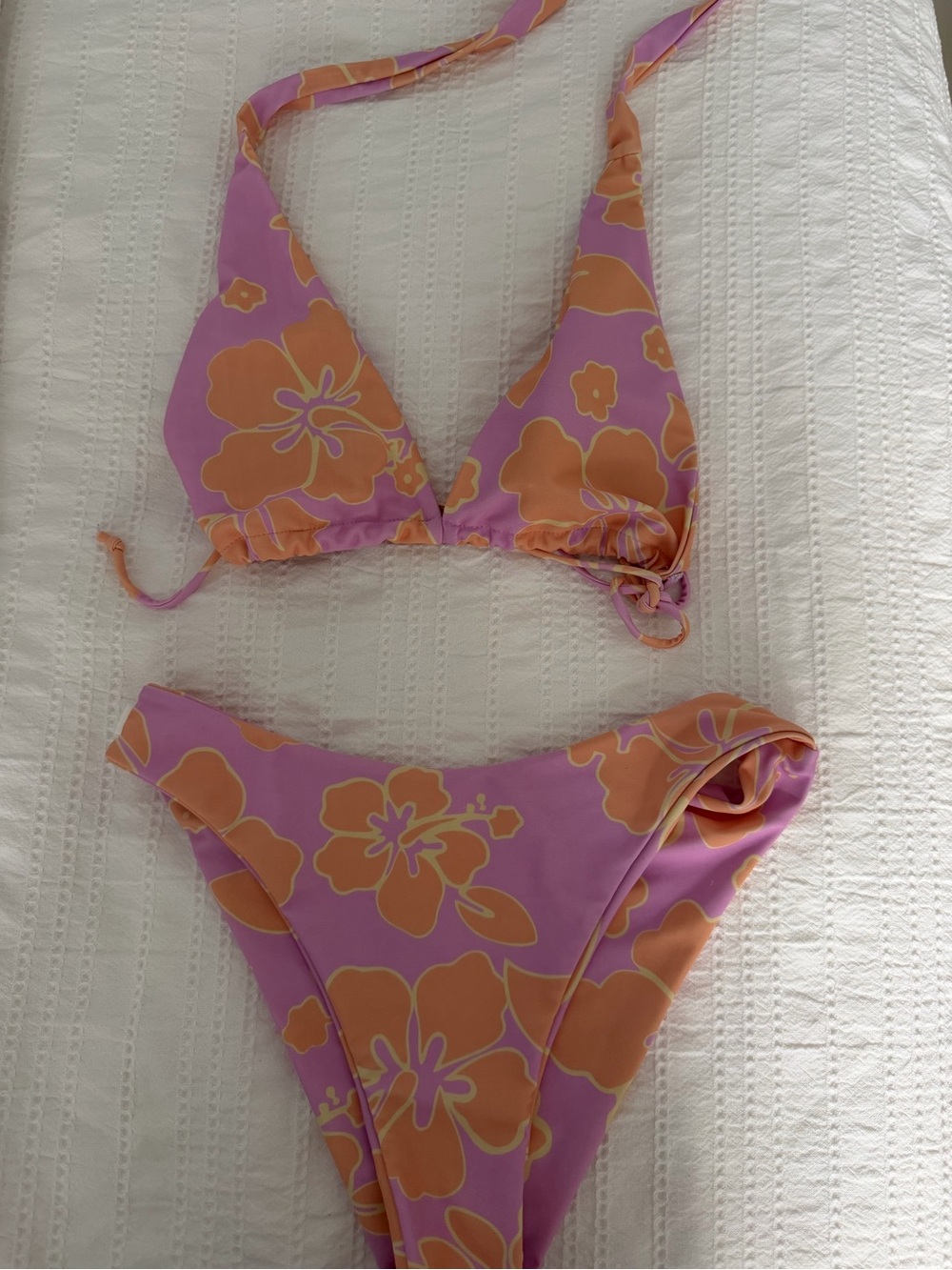 Pink & Orange Floral Triangle Bikini - Women